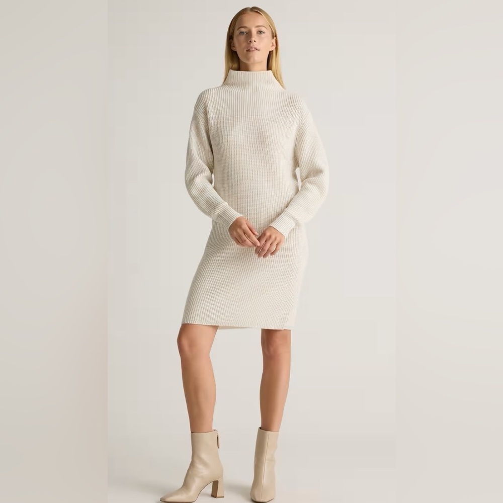 Quince - Australian Merino Wool Relaxed Turtleneck Sweater Dress